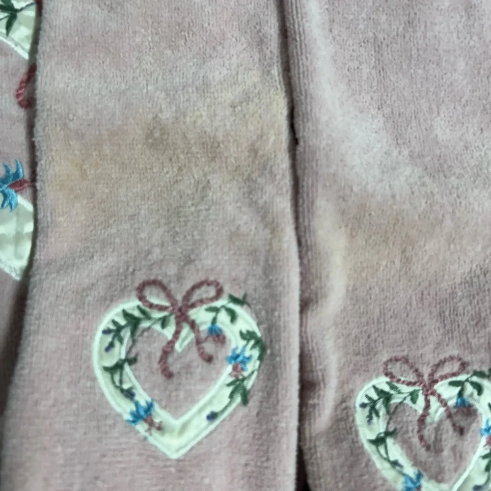Vintage Pink Embroidered Heart Towel Set of 6